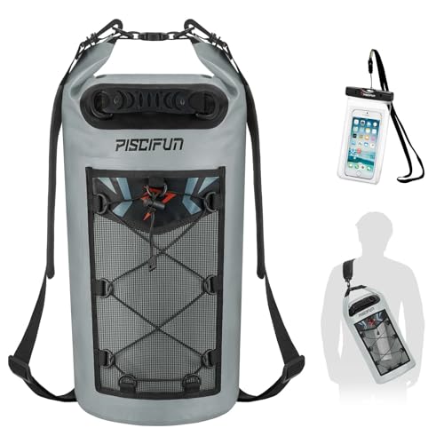 Piscifun Dry Bag, Waterproof Floating Backpack 10L/20L/30L/40L - color: Grey, style: 20l
