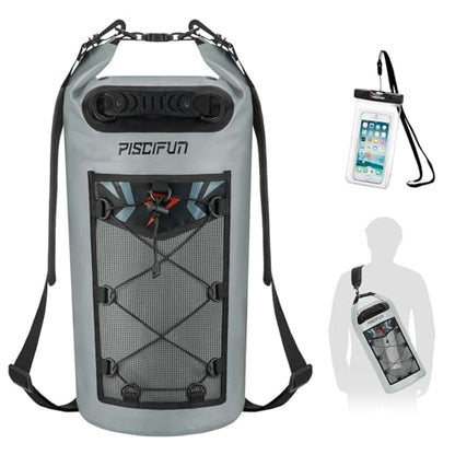 Piscifun Dry Bag, Waterproof Floating Backpack 10L/20L/30L/40L - color: Grey, style: 20l
