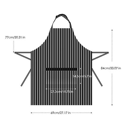 Syntus Apron for Men Women, Adjustable Cooking Kitchen Apron with 2 Pockets - color: Stripe Black Pin, style: 2 Polyester