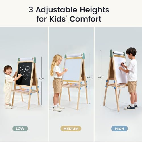 Tiny Land Wooden Easel for Kids, Art Easel with Chalkboard & Whiteboard - color: Pink