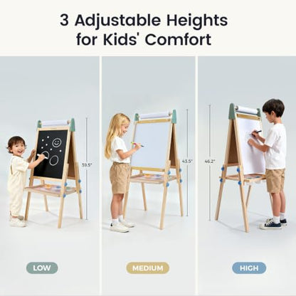 Tiny Land Wooden Easel for Kids, Art Easel with Chalkboard & Whiteboard - color: Pink