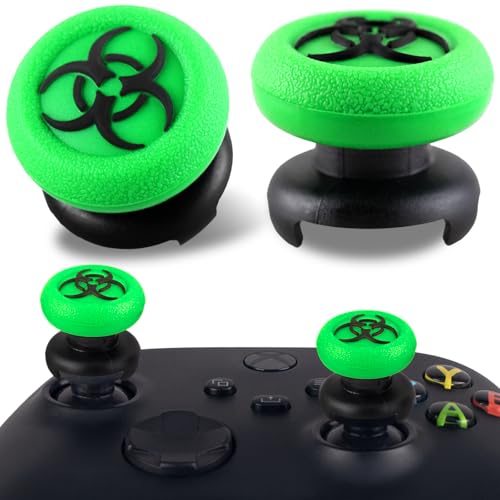 FPS Thumbstick Extender & 3D Texture Rubber Silicone Grip Cover 2 Sets for Xbox Series X/S & Xbox One Controller(BioH Green) - color: bio green