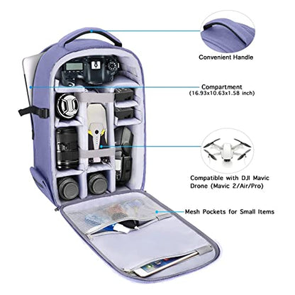MOSISO Camera Backpack, DSLR/SLR/Mirrorless Photography Camera Bag - color: Lavender Gray