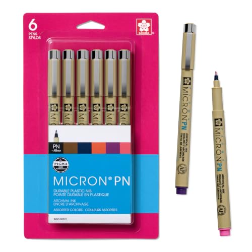 Sakura Micron PN Soft Nib Pens, Assorted Colors, 6 Count - style: 6 Pen Pack