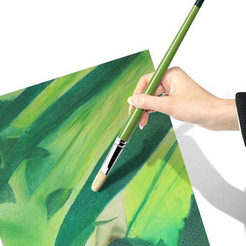 XDT#515 Filbert Artist Paint Brush 6 Piece Set Medium Stiff Hog Bristle Extra Long Handle #1#3#5#7#9#11, Acrylic Oil Watercolor - size: Filbert Hog Bristle 6Pc