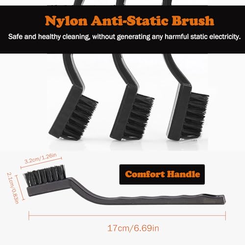 10PCS Anti Static ESD Cleaning Brush Kit, Keyboard PCB Motherboards Circuit Boards Electronic Devices Tool Set, Black