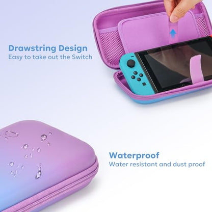 Switch Case for NS Switch, innoAura 17 in 1 Switch Accessories Bundles with Switch Carrying Case, Switch Game Case, Switch Protective Case, Switch Screen Protector (Blue-purple Gradient) - color: Blue Purple
