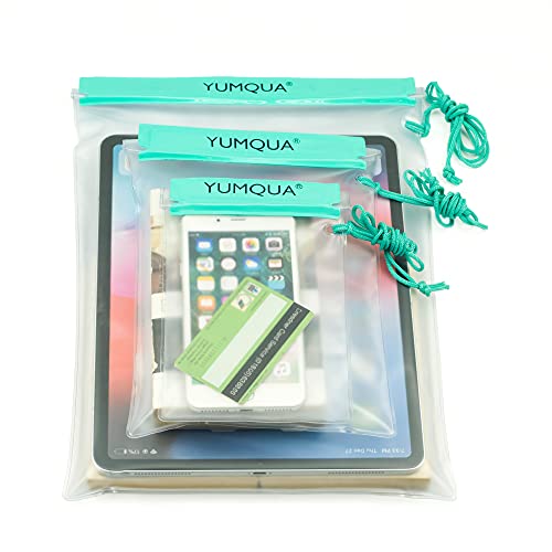 YUMQUA Waterproof Pouch Dry Bags Document Map Holder for Water Sport 3PACK - color: Teal