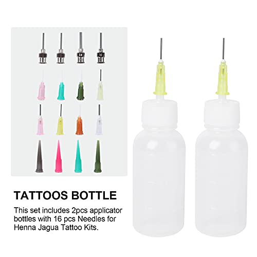 SUPVOX Tattoo Set with Kit Applicator Bottles and Needle Tips for Body Art Drawing Portable Plastic Bottles for Precision Ink and Pigment Application 18-Piece Diy Tattoo Supplies