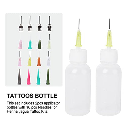 SUPVOX Tattoo Set with Kit Applicator Bottles and Needle Tips for Body Art Drawing Portable Plastic Bottles for Precision Ink and Pigment Application 18-Piece Diy Tattoo Supplies