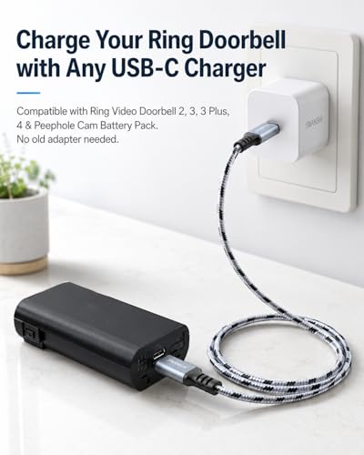SNANSHI USB C to Micro USB Cable 6.6FT – Charge Ring Doorbell Battery, Kindle, Bose QC35 & PS4 Controller | Nylon Braided, Fast 2.4A Charging & 480Mbps Data Sync - size: 6FT