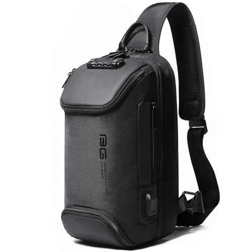 BANGE Men's Sling Backpack - Waterproof Crossbody Bag, Multi-Purpose Shoulder Bag - color: Black(no Logo)