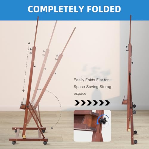 Falling in Art Large H-Frame Studio Artist Easel, Holds up to 51'', Brown - style: Brown
