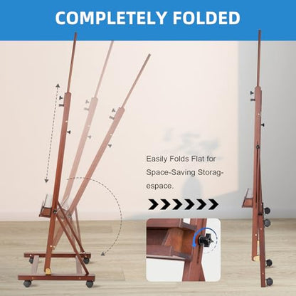 Falling in Art Large H-Frame Studio Artist Easel, Holds up to 51'', Brown - style: Brown