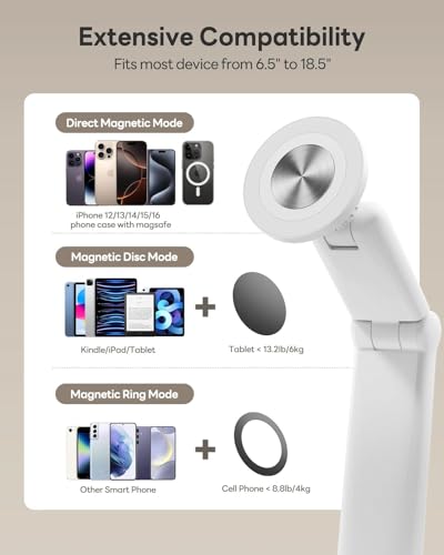 SAIJI Magnetic Tablet Pillow Stand for Bed with Ergonomic Soft Pillow(Gray) - color: Light Gray
