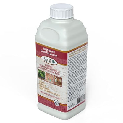 Saman Waterbased Dead Flat Varnish SAM-801 – Protects Decorative Surfaces (500 ml – 16 oz) - size: 1 Pint