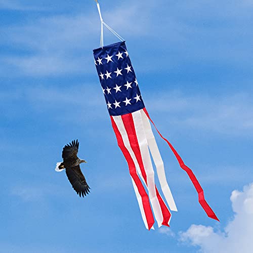 2 Pack American Flag Windsock 40 Inch with Embroidered Stars - color: Red-2pack, size: 40 Inch