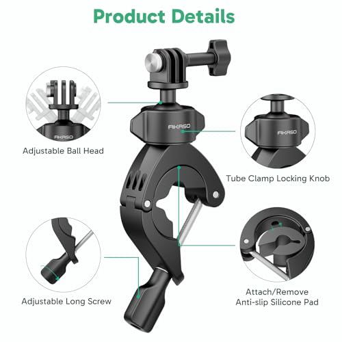 AKASO Bike Pole Mount Motorcycle Handlebar Clamp Mount for Action Cameras