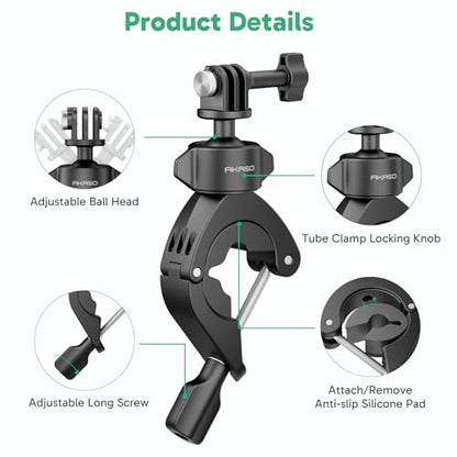 AKASO Bike Pole Mount Motorcycle Handlebar Clamp Mount for Action Cameras