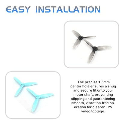GEMFAN 3016 3-Blade 3inch Propeller Props for FPV Drone(Gray+Blue) - color: Gray+blue