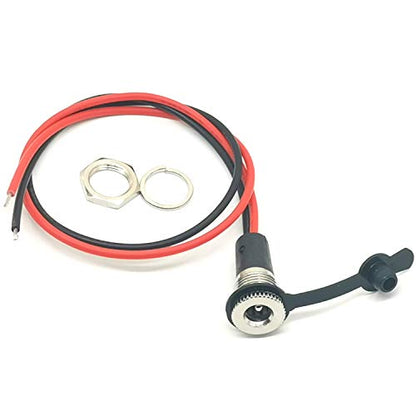 5Pack 5.5 x 2.1 MM 10A DC-099 Power Jack Cord Socket Threaded Female Mount Connector Adapter with Waterproof Cover Cap 11.8 inch