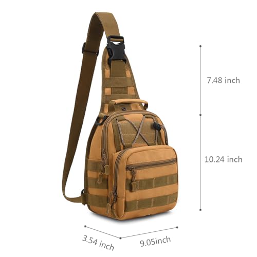 Viriber Tactical Backpack, Waterproof Military Cross-body Molle Sling Shoulder Backpack Chest Bag for Outdoor Every Day Carry Khaki - color: Khaki
