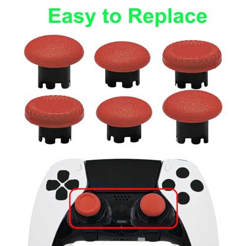 6-in-1 Interchangeable Thumbstick Caps for PS5 DualSense Edge Controller,Swappable Thumbsticks for PS5 Dualsense Controller, Thumbsticks Joysticks Kits Replacement for PS5 Dualsense Controller(Red) - color: Red
