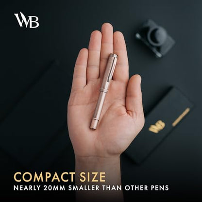Wordsworth & Black Mini Pocket Fountain Pen for Writing, Medium Nib, Copper - color: Copper