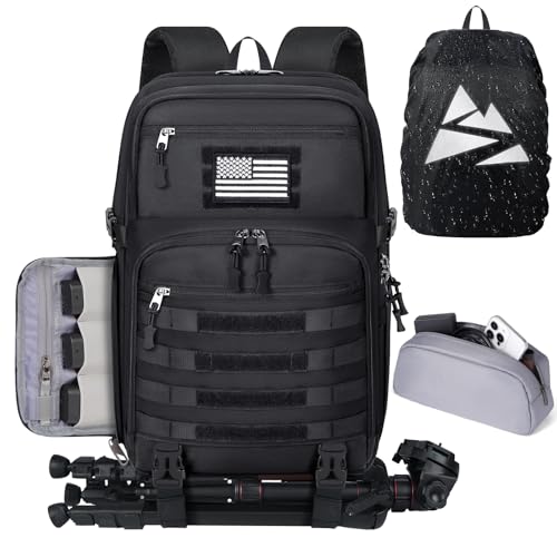 SDYSM Waterproof Camera Backpack 15.6 Inch,Camera Bags for Photographers - color: Black