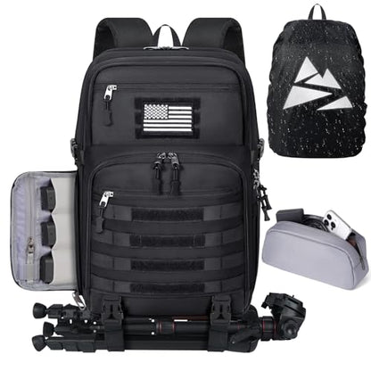 SDYSM Waterproof Camera Backpack 15.6 Inch,Camera Bags for Photographers - color: Black