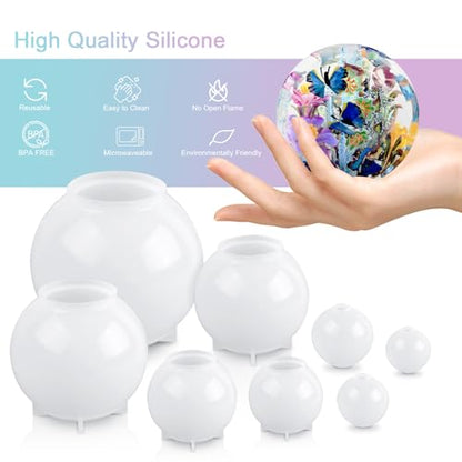 KISREL Sphere Resin Molds, 8 PCS Sphere Silicone Mold, Upgraded Epoxy Molds - size: Sphere Resin Molds - 8pcs