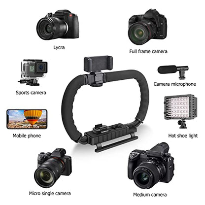3-Shoe DSLR/Action Camera/Camcorder/Phone Stabilizer Expansion Cage Mount