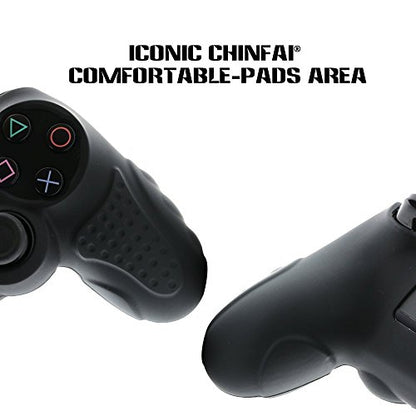 PS4 Controller DualShock4 Skin Grip Anti-Slip Silicone Cover Protector Case for Sony PS4/PS4 Slim/PS4 Pro Controller with 8 Thumb Grips (Black) - color: Black