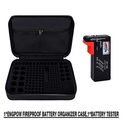 ENGPOW Battery Organizer Storage Box w/Tester,Protects Up to 220 Batteries