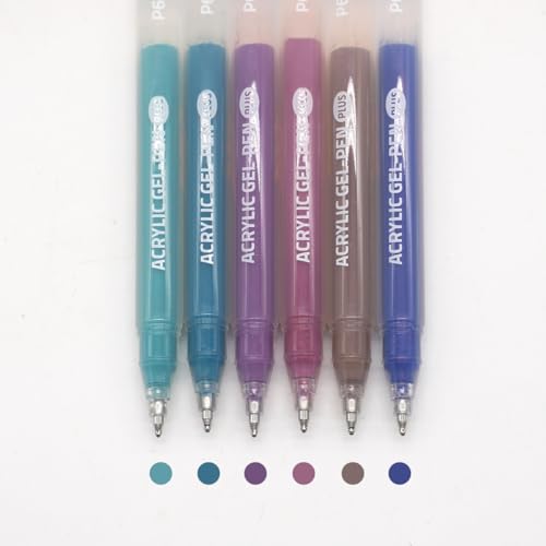 Acrylic Gel Pens for Coloring, 6 Pack 1.0mm Fine Point Gel Pen Set - color: Black