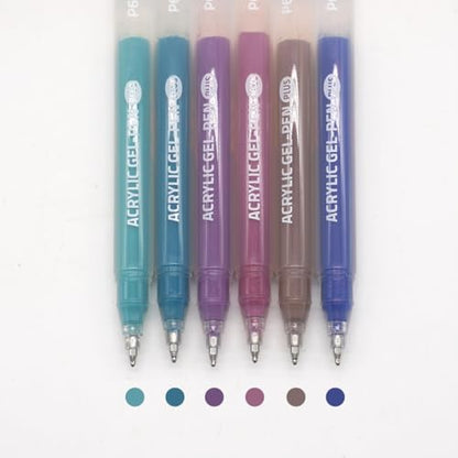 Acrylic Gel Pens for Coloring, 6 Pack 1.0mm Fine Point Gel Pen Set - color: Black