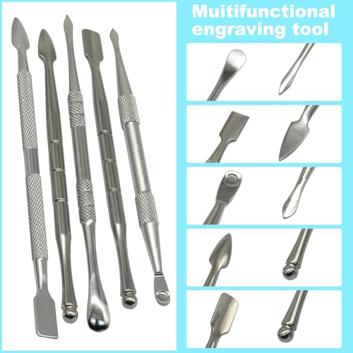 Jiozermi 5 Pack Wax Carving Tools, Stainless Steel Sculpting Tools - color: Silver, size: 5 Pcs