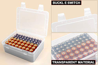 Battery Organizer Storage Box, Garage Case Holder for 24* AA, 30* AAA Batteries (Bag Not Include Batteries Pack) (white) - color: white