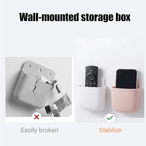 Remote Holder Wall Mount -TV Remote Control Holder Organizer, Multi-Purpose Organizer Box for sitting room, 2-Pack(White + Pink) - color: White and pink