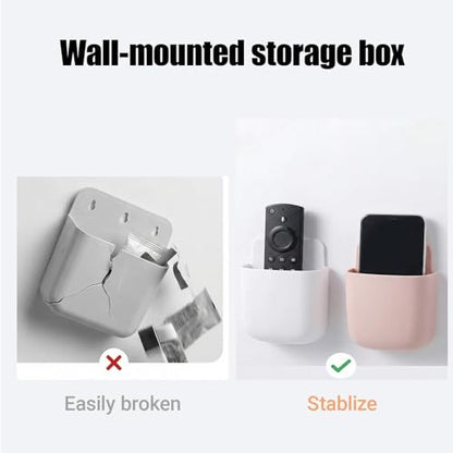 Remote Holder Wall Mount -TV Remote Control Holder Organizer, Multi-Purpose Organizer Box for sitting room, 2-Pack(White + Pink) - color: White and pink