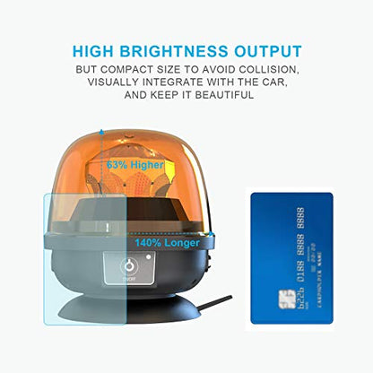 Agrieyes W08 Wierless Amber LED Beacon Lights, Magnetic Base Strobe Lights - color: Round Amber