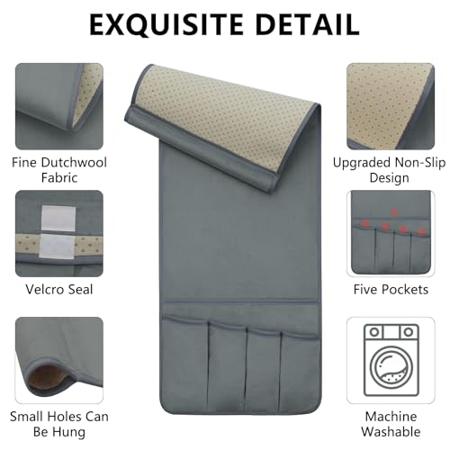 Remote Control Holder for Armchair Caddy, Remote Holder with 5 Pockets - color: Gray, size: 35"x12.4"