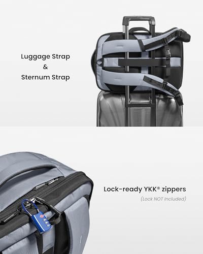 tomtoc Travel Backpack 28L,TSA Personal Item Bag Flight Approved,PFAS Free - color: Silver Gray-ripstop, size: 28L