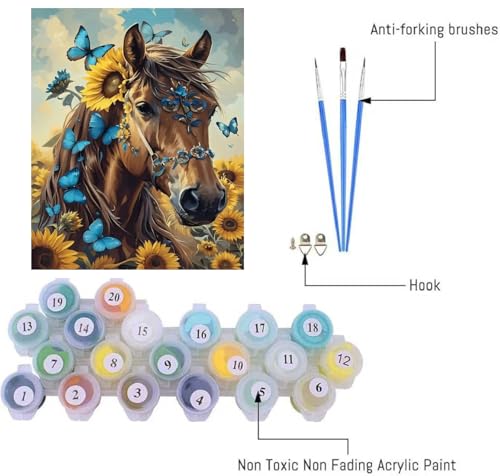 askkqtx Horse Paint by Numbers Kit for Adults Unframed 16x20 Inch - color: Flowers- MT22409