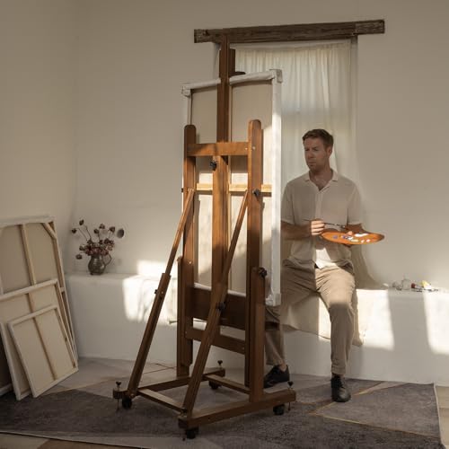 MEEDEN Enlarged H-Frame Art Easel: Solid Beech Wood Artist Heavy Duty Easel - color: Walnut, size: X-Large