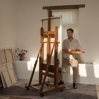 MEEDEN Enlarged H-Frame Art Easel: Solid Beech Wood Artist Heavy Duty Easel - color: Walnut, size: X-Large