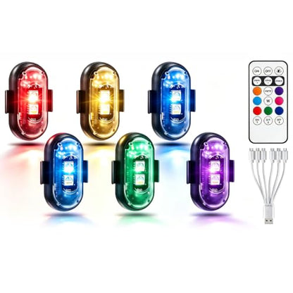 6PCS Wireless LED Lights for Car, Remote Control RGB Lights for Bike Trucks - size: 6PCS (Standard 2LEDs)