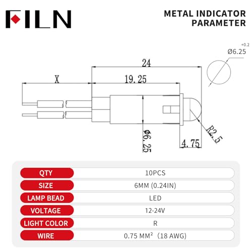 10PCS 6mm Small Plastic Signal Light 5V 12V 24VDC - color: Red, size: 12V-24V