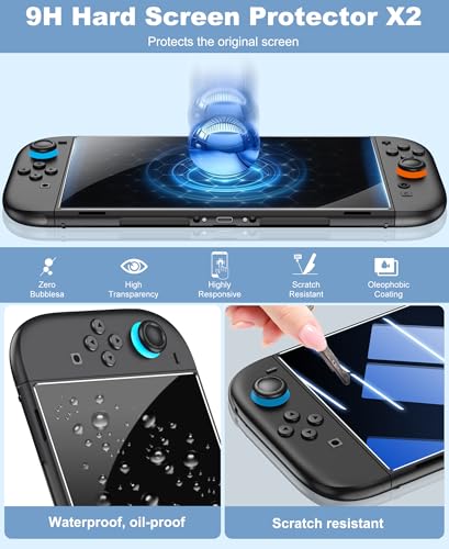 Spican Switch 2 Accessories 4 in 1 Bundle, Switch Carrying Case for Nintendo Switch 2/Switch/Oled, Split-Clear Protective CoverX1&Switch 2 ProtectorsX2&Grip CapsX4 for Nintendo 3DS & 2DS Games - size: 4 in 1 Bundle | Clear