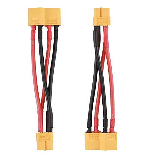 3pcs XT60 Plug Parallel Battery Connector Cable 2-Males to 1-Female Adapter Splitter Y-Harness for DJI Phantom RC Mode Helicopter Quadcopter
